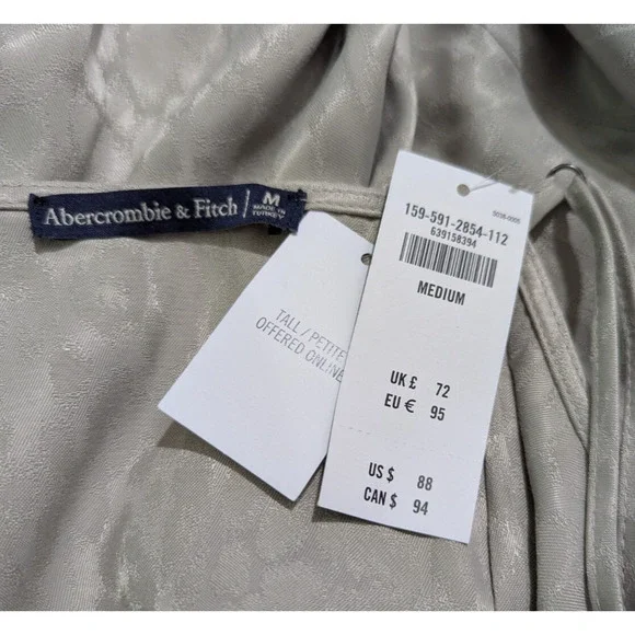 Abercrombie sz M Satin Wrap Dress animal print gray sleeveless tank 0625 - Picture 6 of 7